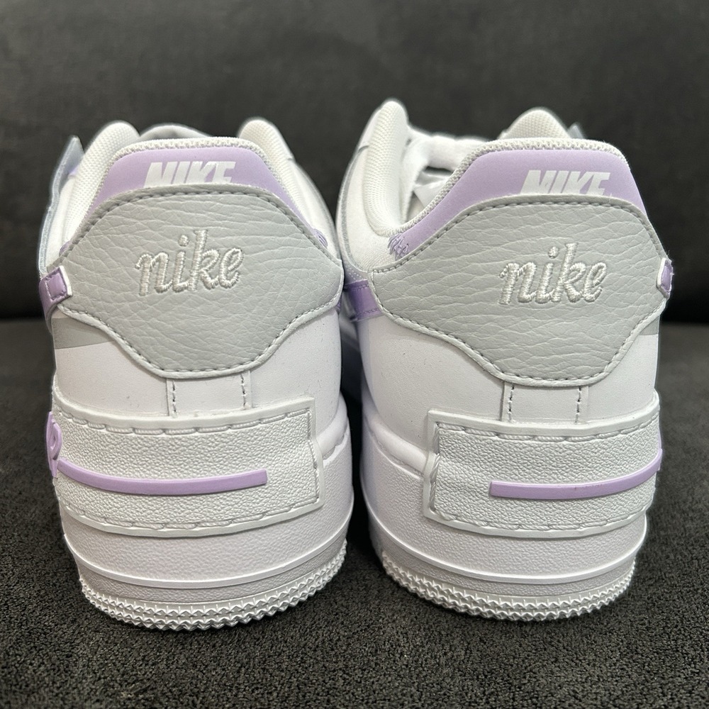Nike Air Force 1 Shadow Lilac Bloom White Women's 7.5 Swoosh Leather FN6335-102 - Picture 4 of 7